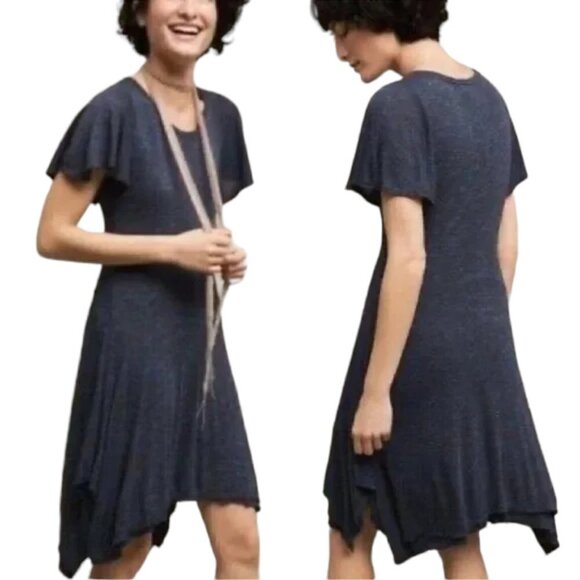 Dolan Anthropologie Terri Flutter Sleeve Handkerchief Hem Dress - Picture 1 of 9